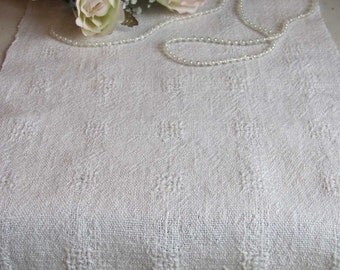 Long Rustic Linen Table Runner, Vintage French Country Cottage, Boho Beach Chic, Antique Farmhouse Home Decor, Hand Woven Cream White Linen
