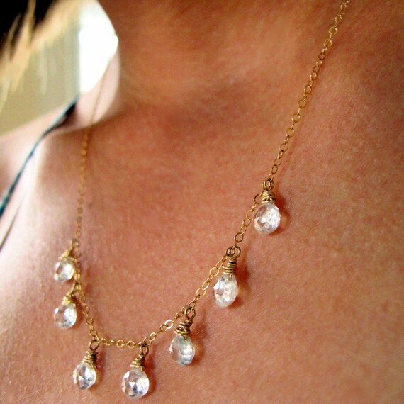 Party Girl Necklace - Zircon and 14K Gold Filled Necklace