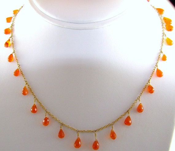 Carnelian Necklace Orange Gemstone 14k Gold fill by VeraidaGifts