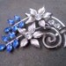 On Hold Vintage large sapphire blue and rhinestone brooch/pin