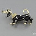 Vintage Dalmatian Dog Brooch Pin Black Enamel Trembler