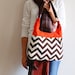 Chevron Brown and Orange Pleated Purse