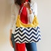 Chevron Navy and Mustard Pleated Medium Purse