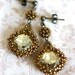 Crystal Gold Swarovski Earrings - Wrapped in Bronze Colored Japanese Seed Beads & Bead Ball