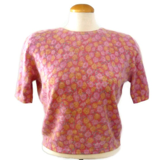 80s cropped sweater Benetton pink angora sweater by QuinceVintage