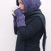 Hooded Scarf with Pockets, Pocket Scarf Hoodie, Scoodie, Knit and Fleece - Purple Tweed, Black Fleece