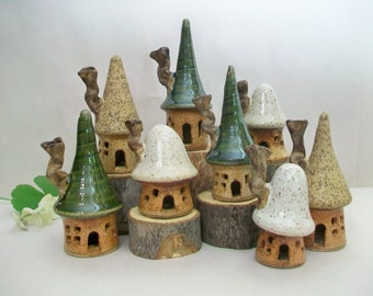 Fairy Houses - Garden Fairy Houses - Set of 3 Stoneware Houses - Handmade on Potters Wheel - In Production - Ready Soon