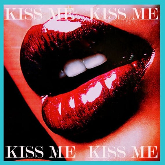 Items similar to Valentines Photograph, RED, KISS ME, red lips - fine ...