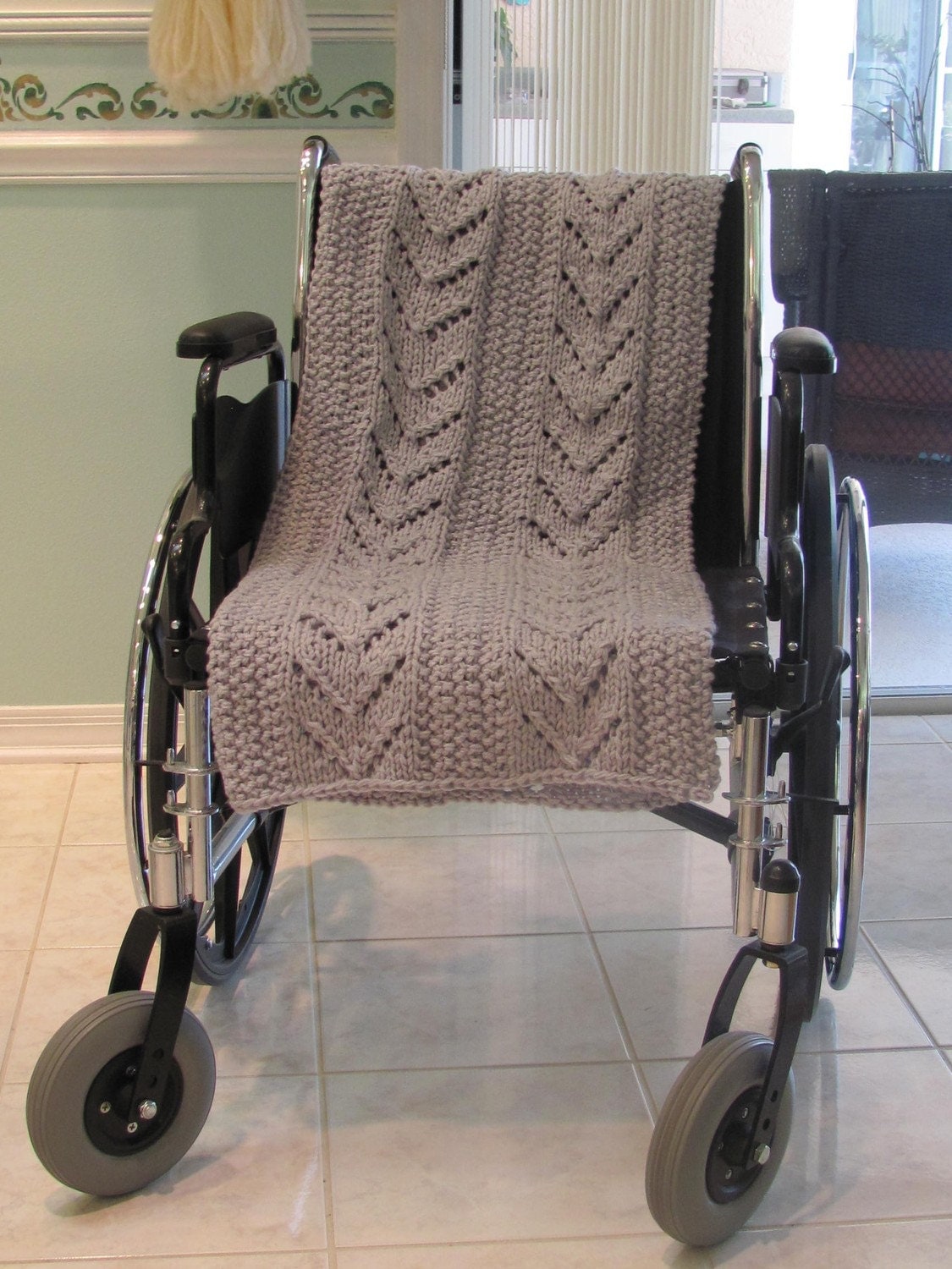 GREY AFGHAN WheelChair special needs item afghan by UptownKnits
