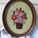 Vintage Crewel Picture 70's Embroidered Flower Oval from Tessiemay