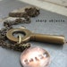SIMPLICITY - mens small vintage skeleton key, antique stamped brass tag charm chain NECKLACE