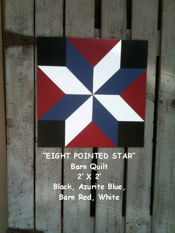 Items similar to Painted Wood Barn Quilt, Eight Pointed ...