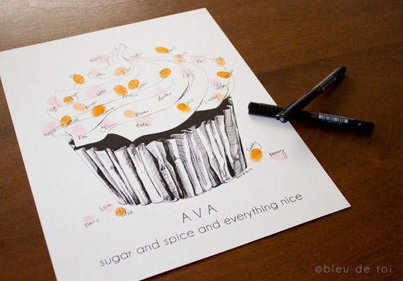 The original guest book fingerprint sprinkles cupcake, size EXTRA SMALL (inks sold separately)