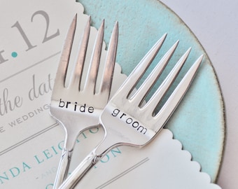 Bride & Groom - Vintage Wedding Cake Forks (Matching Set)