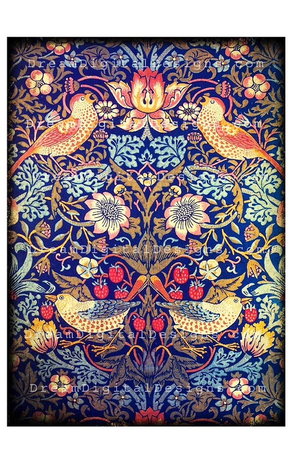 Bird Vintage Wallpaper Printable Image 5x7 inches Digital