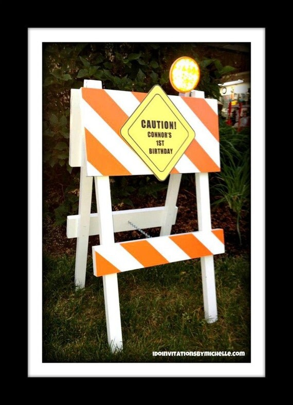 Construction Barricade Personalized Birthday Party Sign Il_570xn
