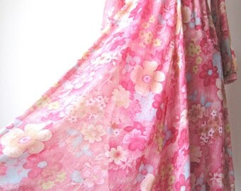 Vintage Sheer Chiffon Floral Dress - Size S/M