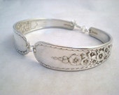 Vintage Spoon Bracelet, Silver Spoon Jewelry, Floral Flower, Vintage Wedding, Hollyhock, Silverware Jewelry Silver HOLLYHOCK 1930