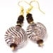 Romantic Gold Dangle Earrings - Hollow Glass Bubble Earrings - Oxblood Dark Burgundy Red Russian Amethyst Earrings - Stripe Swirl