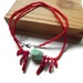Raw Chrysoprase beaded statement necklace, red coral and rough Chrysophrase necklace, beaded coral necklace, modern tribal necklace