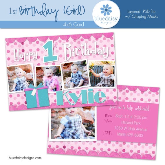Items similar to 1 Year Old GIRL BIRTHDAY Card on Etsy