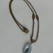 CHRISTMAS SALE Antique Necklace Revamped Vintage Art Nouveau Victorian Brass Chain Lavalier Blue Glass Drop Necklace