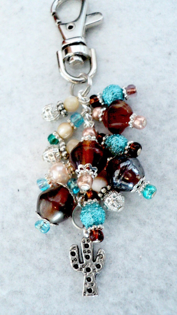 Handbag Charm Purse Charm Beaded Zipper Pull Southwest