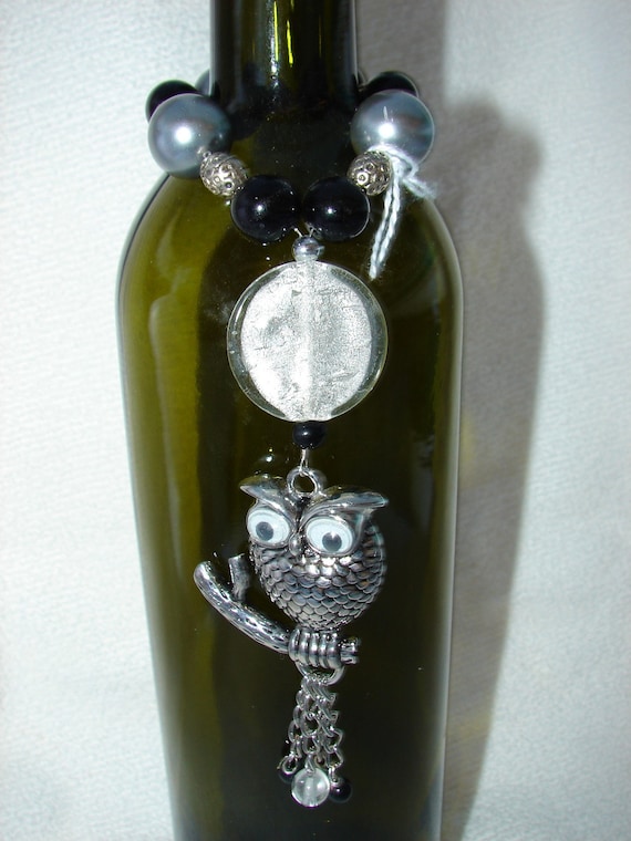 Wine Bottle Necklace Charm Owl by SprinkleandSparkle on Etsy
