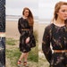 Dorothee, French Vintage, 1970s Long Sleeved Black Floral Print Midi Dress, from Paris