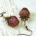 Watsonville, Vintage Inspired Strawberry Earrings, Vintage Lucite Beads & Brass