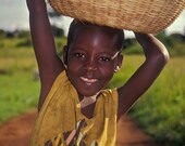 African Photography, Smile, Happiness, Be Joyful, Girl, Childhood, Tribal, Uganda, Africa, Basket, Color Fine Art Photography, 8x10 African Photography, Smile, Happiness, Be Joyful, Girl, Childhood, Tribal, Uganda, Africa, Basket, Color Fine Art Photography, 8x10
