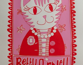 Betty Purrwell Screenprint -- Limited Edition