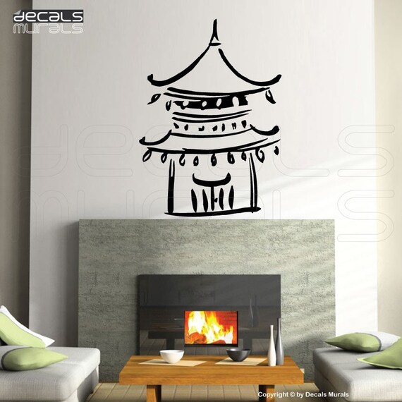 Wall decals CHINESE TEMPLE Abstract vinyl art by decalsmurals