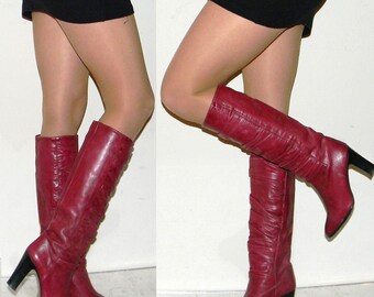 vintage 70s 80s boots sz 5 5.5 70s GORGEOUS purple Italian leather boots leather lining leather sole QUALITY