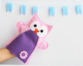 Felt Owl Hand Puppet, Girl Pink puppet for Small Hand, party favor, kids gift A314 Il_170x135