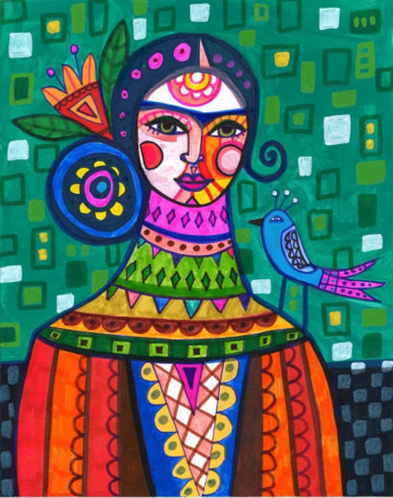 50% Off MEXICAN FOLK ART Frida Kahlo Art Art by HeatherGallerArt