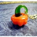 Tiny Orange Pumpkin Necklace - Orange and Green Glass Resin Pumpkin Charm on a Delicate Cable Chain or Charm Only