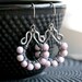 Handmade pink dangle earrings, Czech glass, mauve, oxidized copper, wire wrapped, drop earrings, Mimi Michele Jewelry