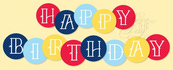 Birthday Party PRINTABLE Polka Dot Happy Birthday Banner (INSTANT DOWNLOAD) from Love The Day Il_570xn