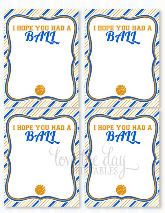 Basketball Birthday Party PRINTABLE Thank You Cards by Love The Day Il_570xn