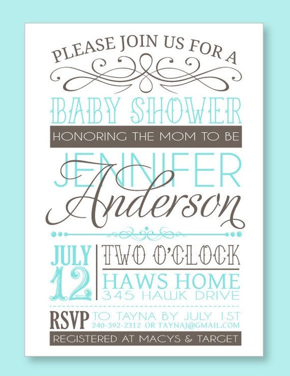Baby Shower PRINTABLE Custom Invitation from Love The Day Il_570xn