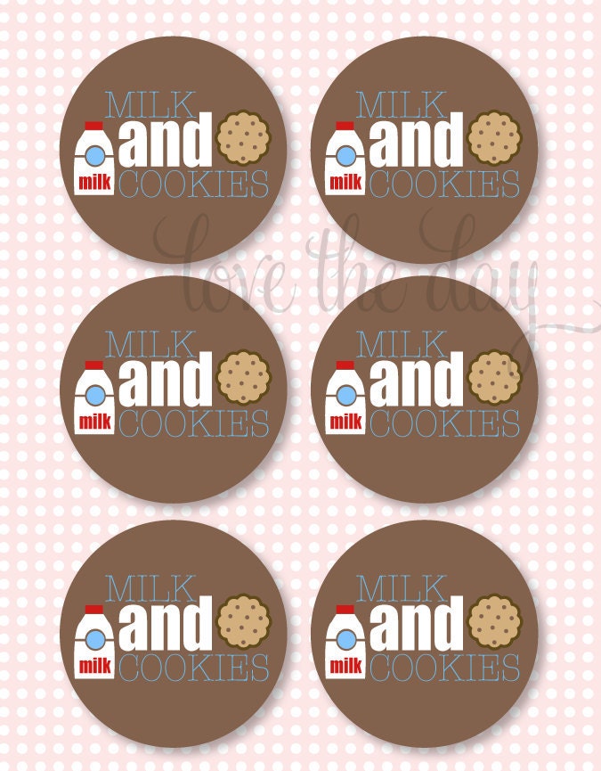Milk &amp; Cookie PRINTABLE Party Favor Tags INSTANT by lovetheday