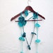 Scarf, Crochet Lariat Scarves, Flower Accessories, Variegated, Long Necklace, Crocheted Jewelery, Women Floral Skinny, Turquoise Teal Blue