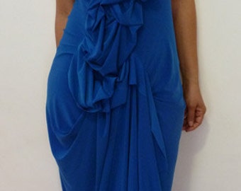Royal Blue Dress with Ruffles