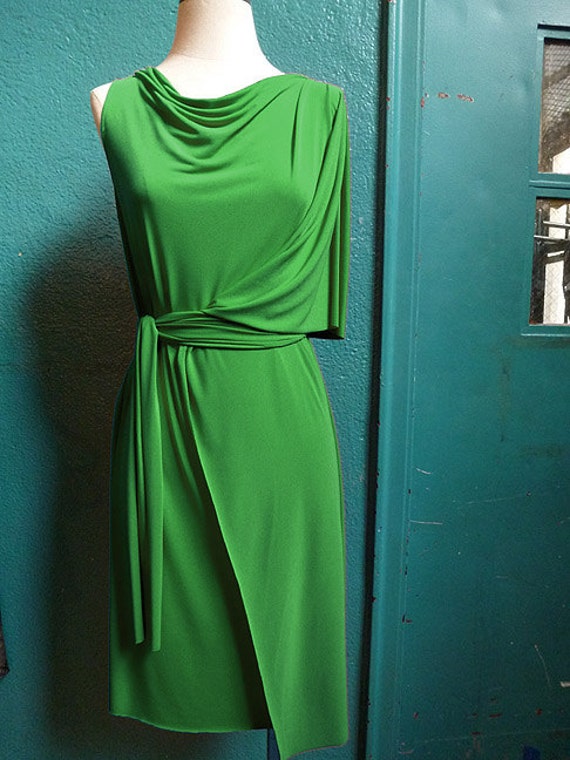 Kelly Green Faux Wrap Dress Jersey fabrictravel