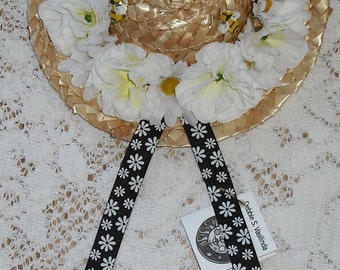 American Girl 18 inch Doll Madame Alexander What A Doll - Straw Hat with Flowers Ribbon Trim Fashion Accessory