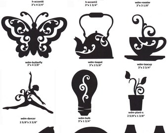 Scrapbook Embellishments Paper Cut-Outs C - 6 Silhouettes Your Choice Home House Nature Kitchen Cooking Retro Vintage Crafts Decoration