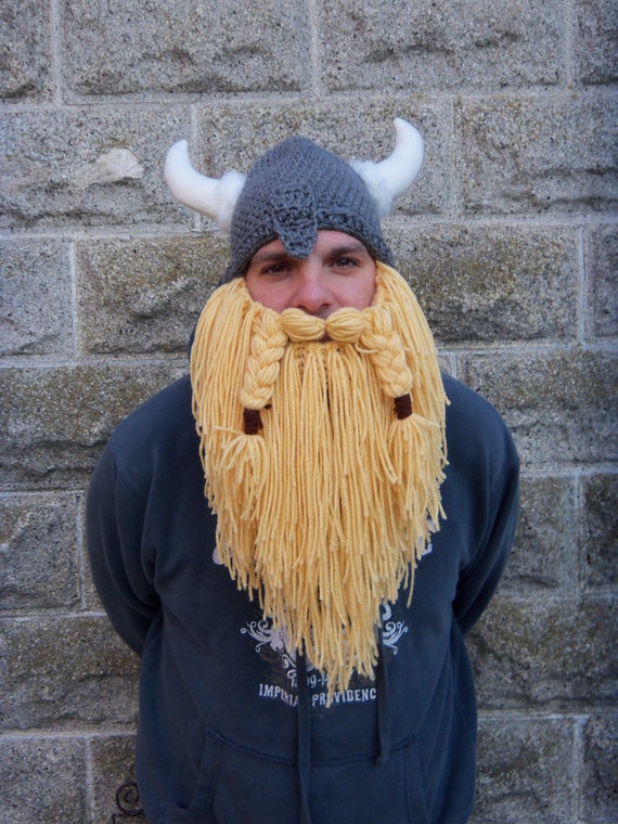 Items similar to Viking hat/ viking helmet with full beard on Etsy
