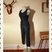 CUTIE 1950's Rare Plaid Flannel One Piece Hourglass Cat Suit or Jump Suit Romper - Button Up Front - Stand Out Hip Pockets - VLV - Size S M