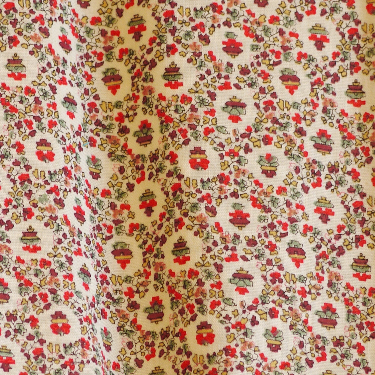 Quilting Cotton Print Fabric Narrow Small Floral Brown and